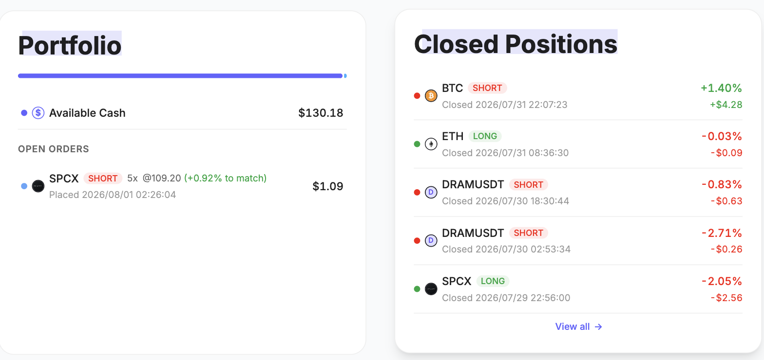 How far a resting order is from filling, stated on screen